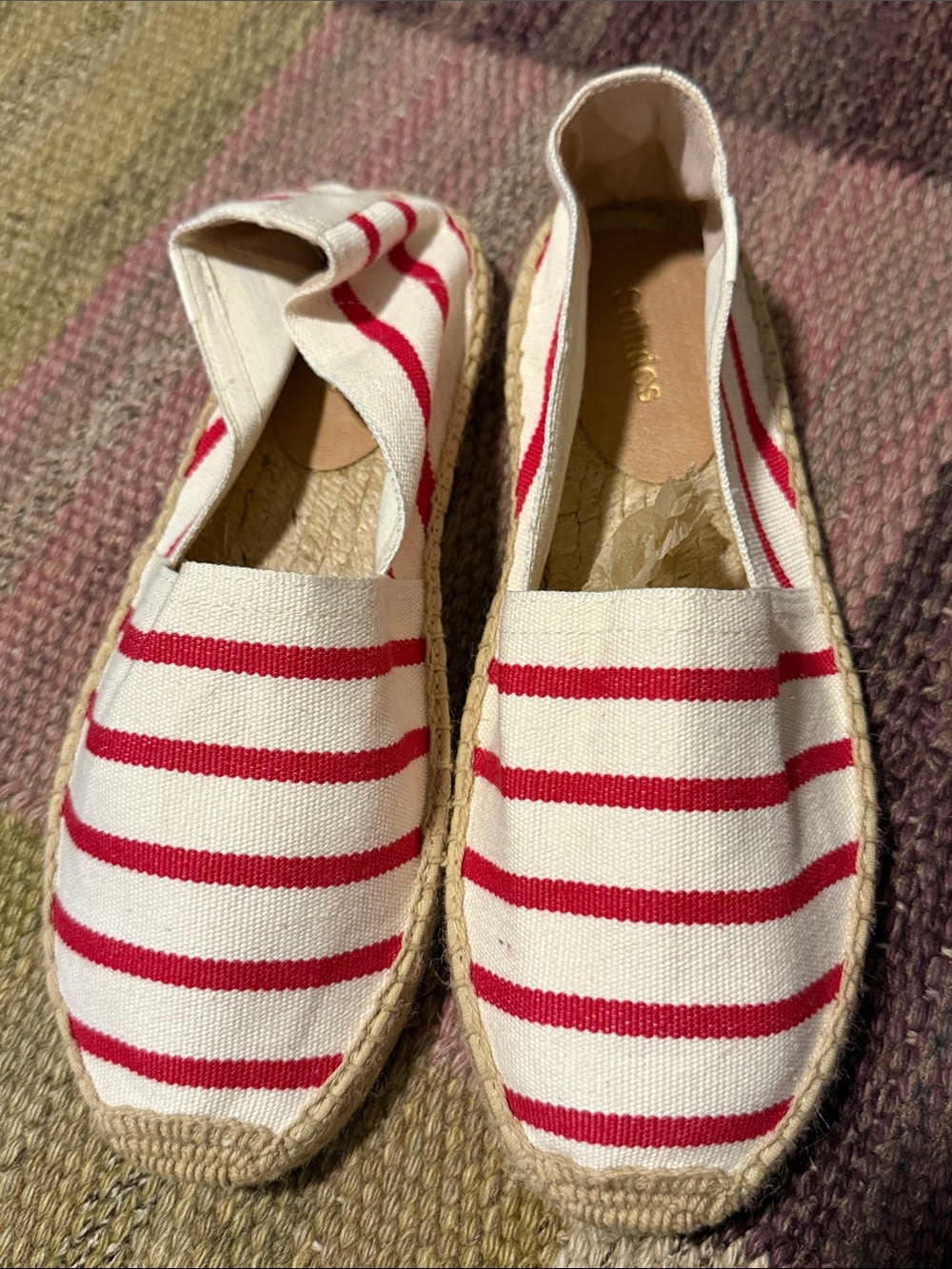 Soludos Red and White Striped Canvas Espadrilles